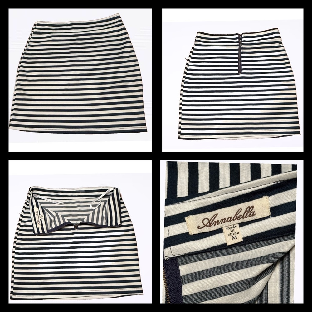 Annabella Black and White Mini Pencil Skirt